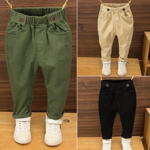 2020 boy pants kids autumn winter clothes solid children pants for baby boys trousers size90~130 toddlers black green biege