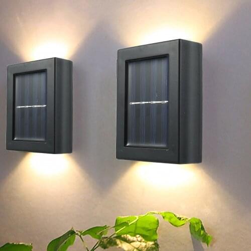 2pcs LED Solar Wall Light Waterproof Garden Pathway Solar Powered Deck Lamp Outdoor Yard Security Light Home Stair Lamp