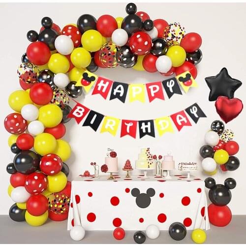 Mickey mouse theme decoration anniversaire fille Kid boy Happy Birthday Banner Flag and Welcome Hanger Door Sign for Party Decor