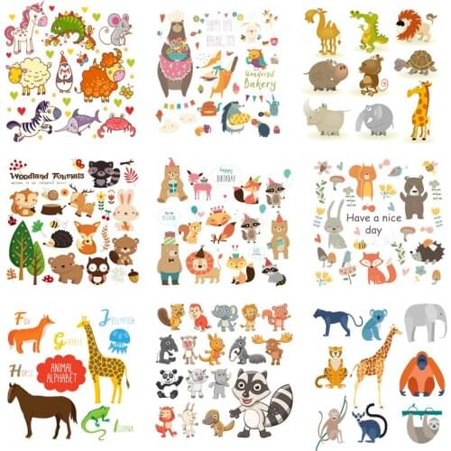 Iron on transfer for clothing thermoadhesive patches stickers diy animal textile vinyl Stripes thermotransfer for baby clothes E