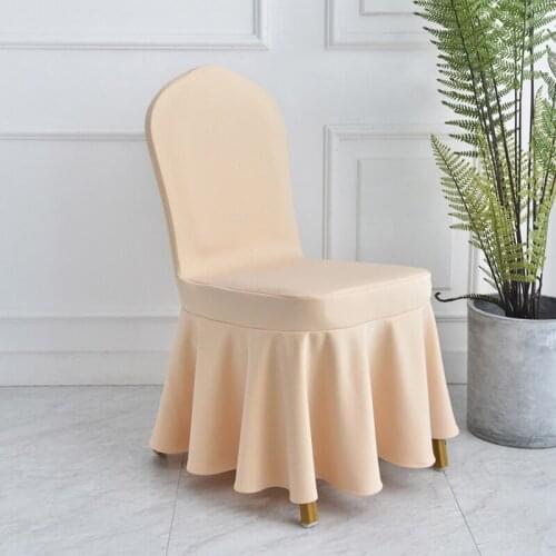 Universal Elastic Ruffled Chair Cover Wedding Hotel Banquet Dining Room Decoration Ruched Skirted Chair Covers