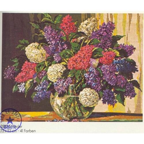 Top Quality Popular Counted Cross Stitch Kit Flieder Lilac Flowers Flower in Vase Bouquet wiehler gobelin 502