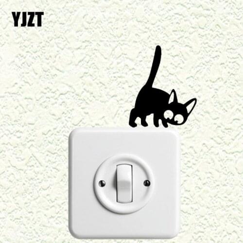 YJZT Cute Cat Vinyl Decal Living Room Decor Cartoon Animal Pattern Wall Switch Sticker S19-0432