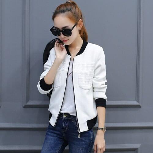 Women Autumn Jacket Fashion Ladies Solid Zipper Up Bomber Jacket Casual Coat Autumn Spring Windbreaker Outwear Women Clothes