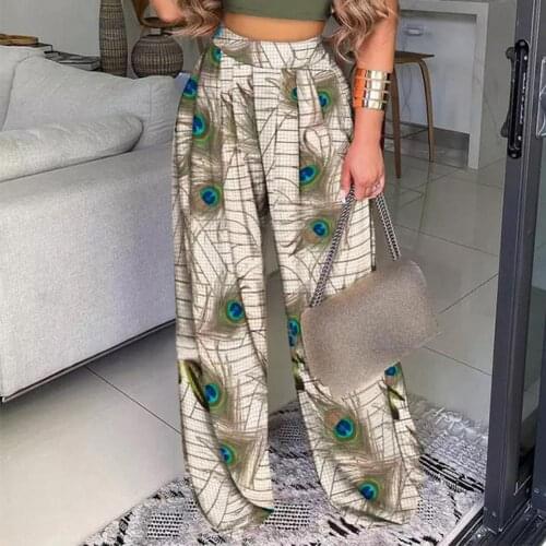 Women Flower Print Yoga Pants Summer Home Workout Streetwear Loose Casual Jogger Dance Hip Hop Slacks Trousers
