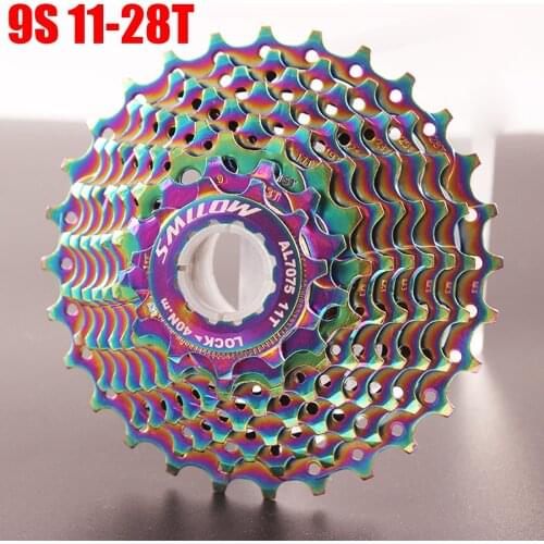 1 Pc 9-11 Speed Road Bike Rainbow Cassette 9/10/11S 11-28 T Ultraligh Colorful Card Flywheel Upgrade Cassette