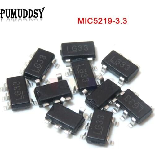 10PCS MIC5219-3.3BM5 SOT-23 MIC5219-3.3 3.3V MIC5219-3.3YM5 LG33 LDO Regulator