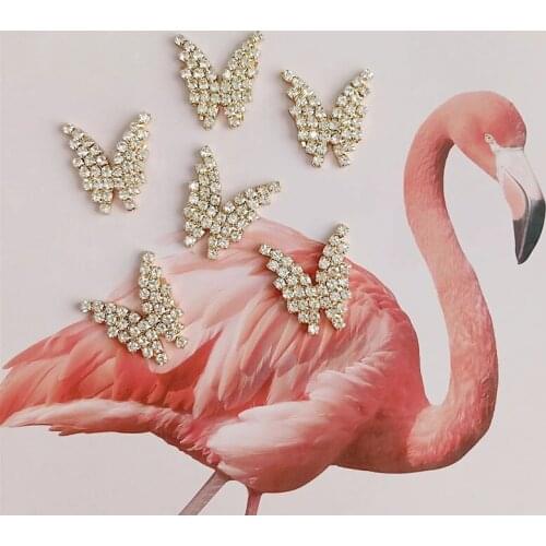 10 pcs/lot Jewelry Butterfly Rhinestone Decoration Headdress Hair Accessories Rhinestone Butterfly DIY Alloy Metal Buttons