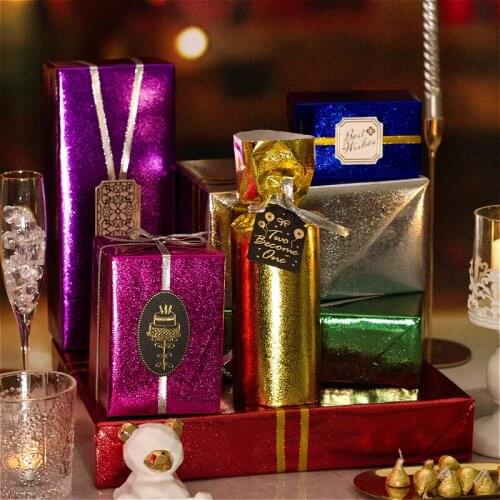 10pcs/lot Gold Christmas Gift Wrapping Paper with Candy Apples 50x70cm Waterproof Flower Wrapping Paper