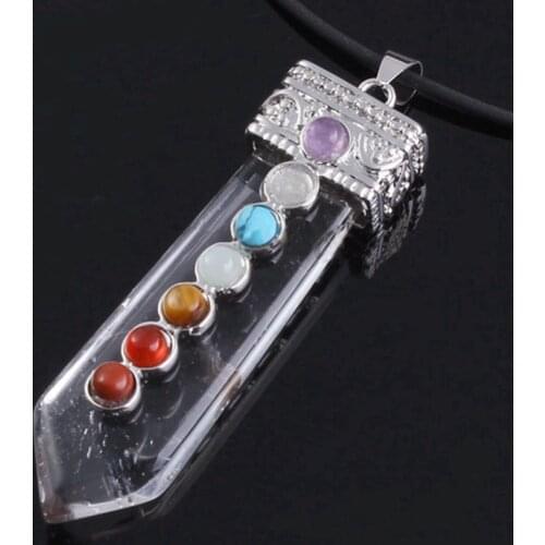 100-Unique 1 Pcs Charm Silver Plated Natural Rock Crystal Sword Shaped Chakra Healing Pendant For Gift