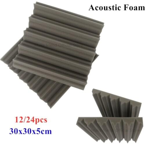 12/24pcs 30x30x5cm Studio Acoustic Foam Pannel Sound Absorption Sponge Drum KTV Room Silence Treatment Polyurethane Wall Foam