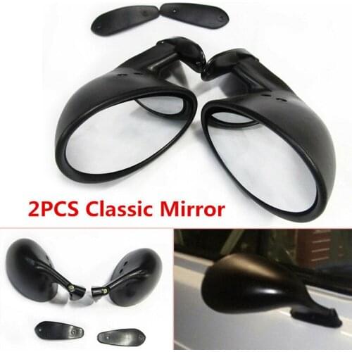 2PCS L+R Universal Classic Car Door Side View Mirror Gaskets Vintage Matte Black