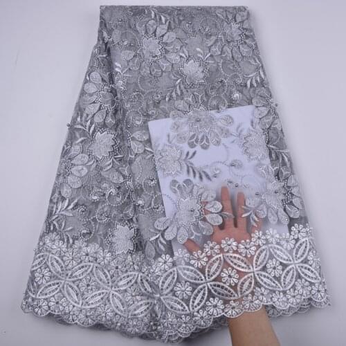 2018 High Quality African Lace Fabric Pure White French Net Embroidery Tulle Lace Fabric For Nigerian Wedding Party Dress A1338