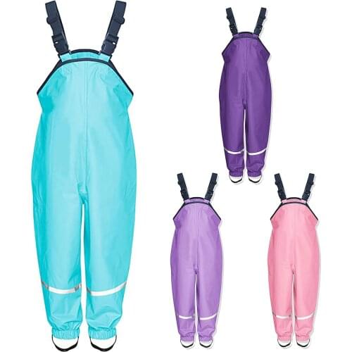 2021 Unisex Childrens Raincoat Pants Jumpsuit Outdoor Dungarees Windproof and Waterproof Mud Trousers Rain Pant Baby Clothes
