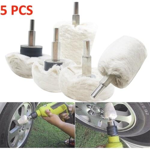 5x New Cotton Polishing Buffing Wheel Pad Mop Wheel Drill Kit For Car Polisher Aluminum Stainless Tool Set Accessories