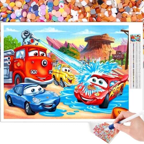 Diamond Painting Mosaic Cartoon Car Children 5D DIY Embroidery Cross Stitch Kit Art Hobby Gift Round Square Rhinestone Home