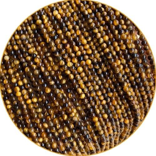 Natural Stone 2/3/4mm Tiny Beads Yellow Tiger Eye Round Loose Stone Beads For Diy Waist Beads Chain Making