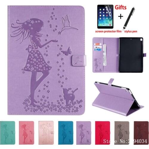 For iPad 10.2 2019 Case Cover 7th Generation For iPad Pro 10.5 Air 3 2019 Funda Tablet Girl Cat Embossed Flip Stand Shell +Gift