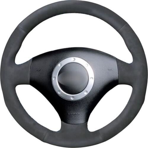 Black Suede No-slip DIY Car Steering Wheel Cover for Audi A2 8Z A3 8L Sportback A4 B6 Avant A6 C5 A8 D2 TT 8N S3 S4 RS 4 RS 6