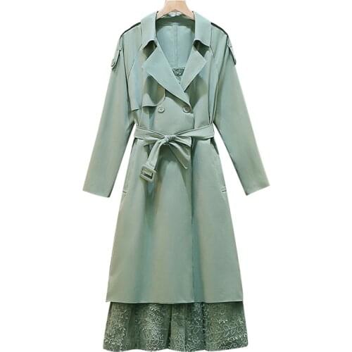 Elegant Pastel Plus Size Long Trench Coat Women Sobretudo Feminino Chamarras De Mujer Manteau Casaco Abrigos Giubbotto Donna