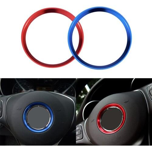 ESPEEDER Steering Wheel Center Decoration Cover Trim Car Interior 3D sticker For Mercedes 15+ C E CLA GLA GLE GLC Class Blue Red