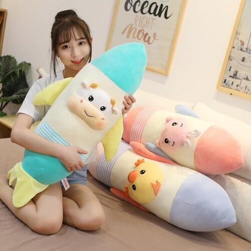 Hot Huggable Extra Large Creative Rocket Filled Plush Toy Pillow Baby Room Accompany Sleeping Doll Childrens Home Birthday Gift