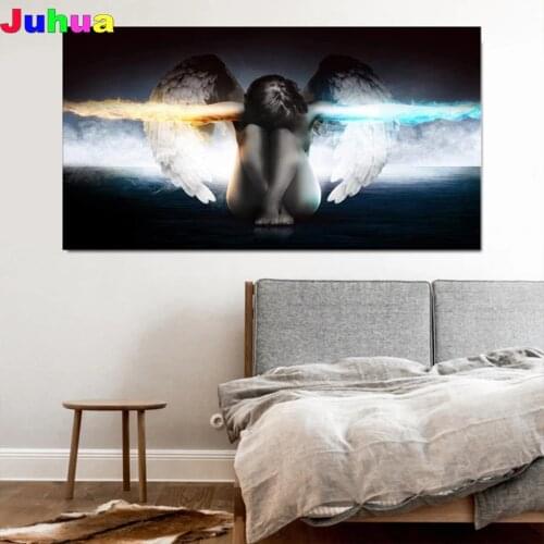 Fantasy Ice Fire Angel diamond painting cross stitch Full round square drill mosaic art diamond embroidery home decor