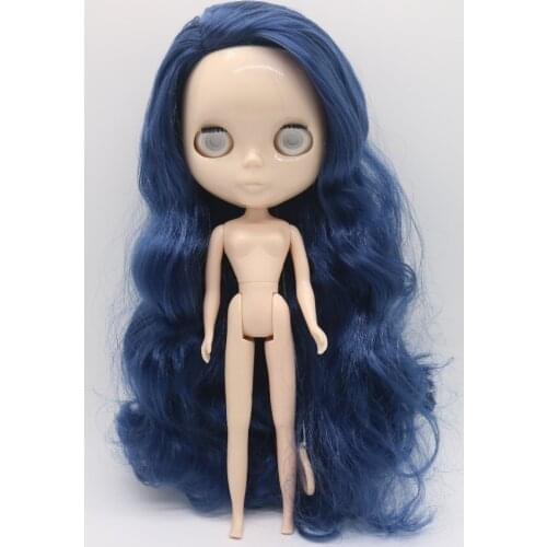 Without eyes chips Nude blyth doll for DIY 20170918 blue hair