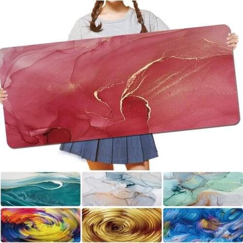 Easy-to-clean and Large Size Mouse Mat 30x60cm 30x80cm PU Leather Watercolor Print Series Antislip Gaming Mouse Pad Keyboard Pad