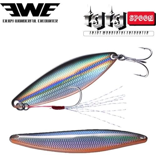 2021 New EWE Brand Flash Metal Spoon Slow Jig Lure 7/11/14/18/22/28g Big Blade Shore Cast Bait For Trout Sea Bass Pike Fishing
