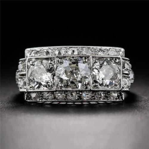 Fashion Silver Color Ring Geometric Cubic Zirconia Rings for Women Wedding Engagement Luxury Jewelry Acessories Big Promotion