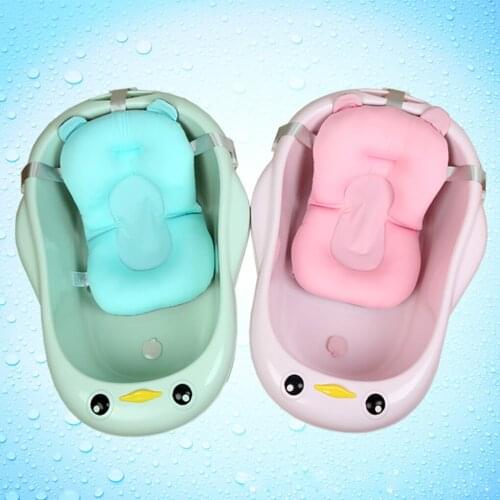 Cartoon Portable Baby Shower Bath Tub Pad Non-Slip Bathtub Mat Newborn Safety Security Bath Support Cushion Foldable Soft Pillow