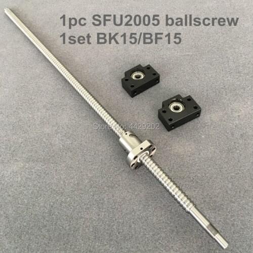 Free shipping CNC Ballscrew Set : 20MM Ball screw SFU2005/2010 end Machined + Ball Nut + BK15 BF15 End Support for cnc parts