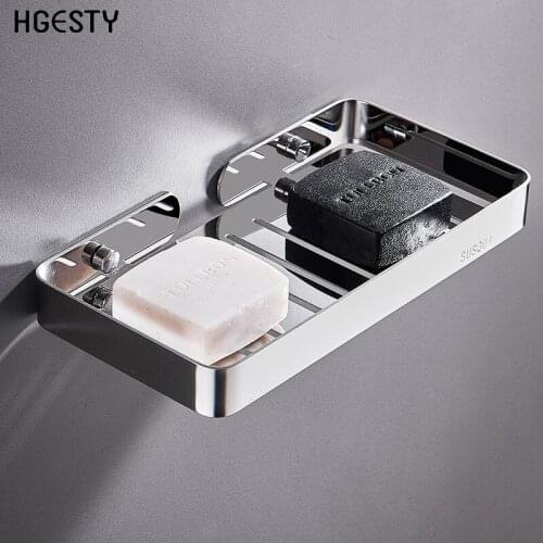 Wall Mounted Bathroom Shelves Stainless Steel Soap Dish Holder Square Storage Rack Holder Bath Shampoo Box Soap Dish Container
