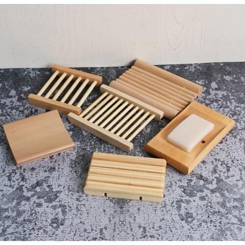Natural Wooden Bamboo Soap Dishes Tray Holder Storage Soap Rack Plate Box Container Portable Bathroom Soap Dish Storage Box
