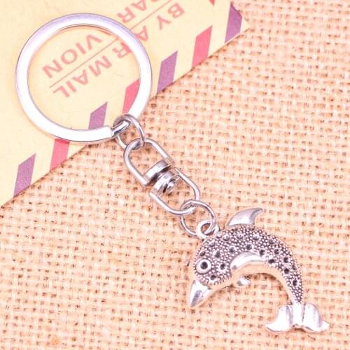 New Fashion Keychain 33*26 mm dolphin ocean sea Pendants DIY Men Jewelry Car Key Chain Ring Holder Souvenir For Gift