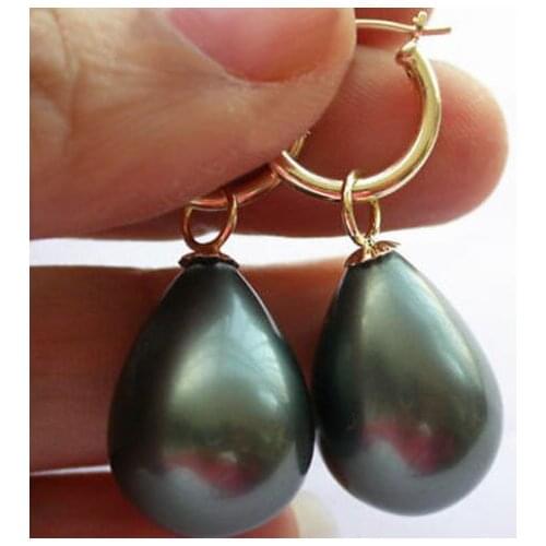 New Natural Beautiful 12 * 15mm White Pink Red Gray Black Coffee Green Shell Pearl Earrings