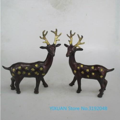 Nueva colección de muebles de cobre, decoración del hogar, regalos artesanales, antiguos, bronce puro, ciervos, par de ci