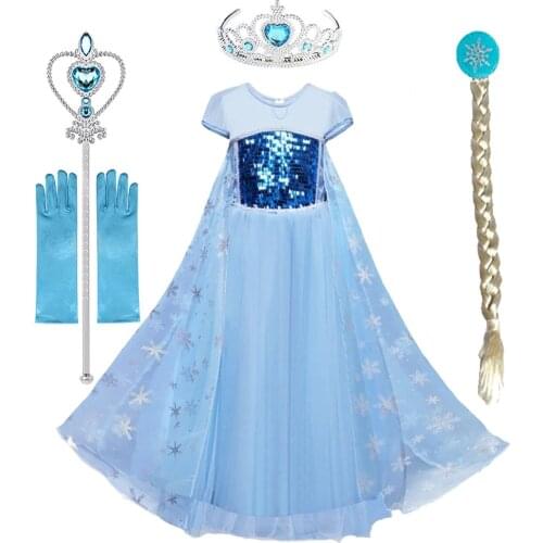 Anna Dress Snow Queen Princess Dress Clothing Girls Summer Kids Childrens Cosplay Costumes Birthday Party Fancy Vestidos Menina