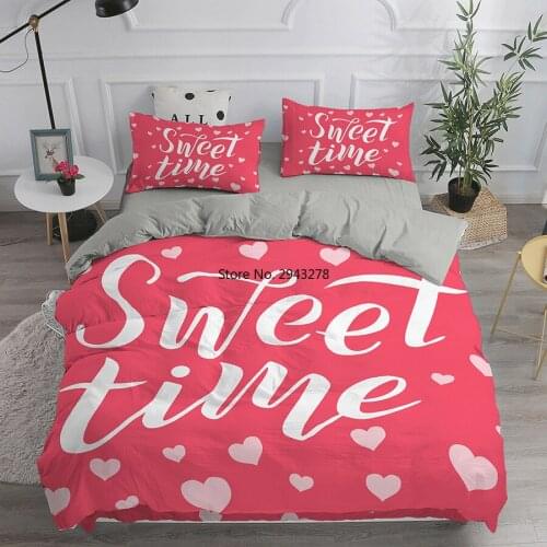 3d Bed Linen For lover Couple Valentines day Duvet Cover Adult Gift Bedroom Set Pink White Bedding Set Heart Shape Cartoon Print