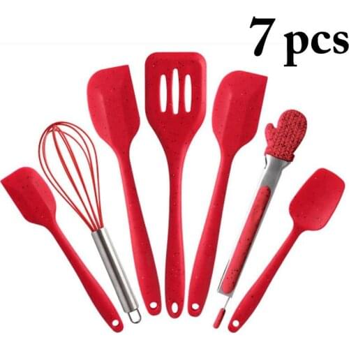 Silicone Cooking Utensils 7Pcs Kitchen Utensil Set Non-Stick Spatula Silicone Stainless Steel Handle Kitchen Accessories