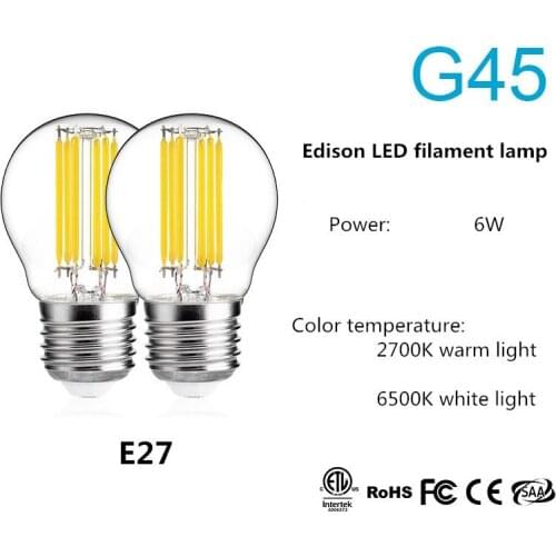 Hot Sale LED light Bulb G45 AC220V E27 E14 2W 4W 6W Led Filament Light Retro LED Magic Bean Glass Bulb Energy saving Safety