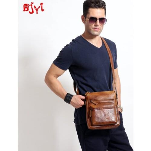 Vintage Leather Mens Bag Leather Men Small Messenger Bag Casual Shoulder Bag Vertical Business Diagonal Back Pack New Bags Soft