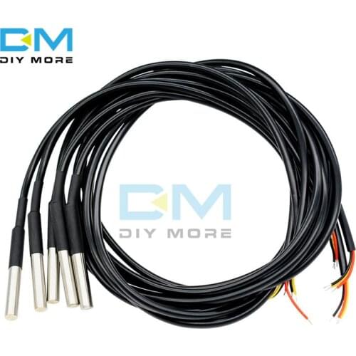 DS18B20 Stainless Steel Package Waterproof Temperature Probe 1M/2M/2.5M/3M Digital Temperature Sensor for Arduino Diy Kit