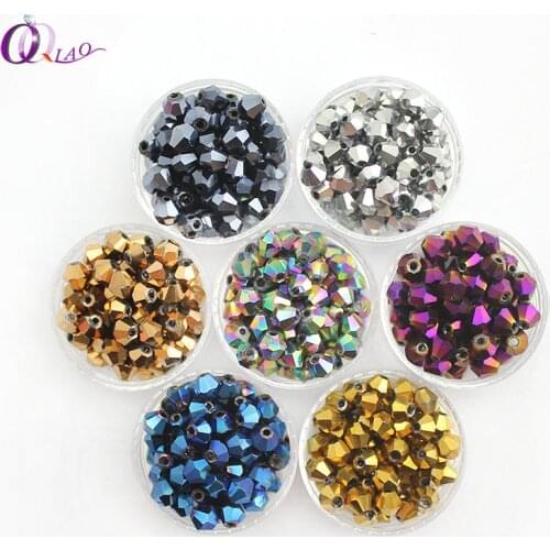Top quality 4mm crystal beads jewelry beads bicone beads plated AB glass beads for bracelet necklace Jewelry Making diy 100pcs