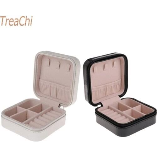 High Quantity Leather Zipper Protective Earrings Pouch Women Travel Portable Display Organizer Bag Necklace Jewelry Case