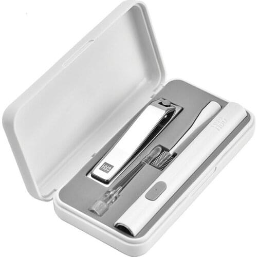 Youpin LED Portable USB Ear Nail Care Kit Ear Pick Brush Wax Cleaner Removal Tool Kit with Light Nail File Clipper Cutter