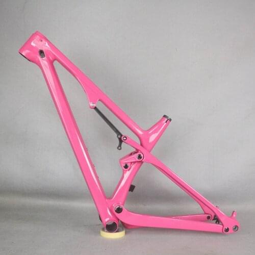 Custom paint Pink color frame Full Suspension MTB carbon frame XC mountain carbon framset seraph FM038 bike frame