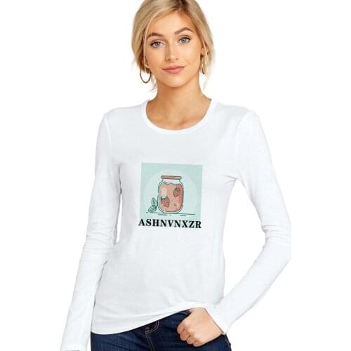 SXYTXE Women Basic Long Sleeve Crew Neck ASHNVNXZR Printed T-Shirt Casual Fitted Cotton Tops
