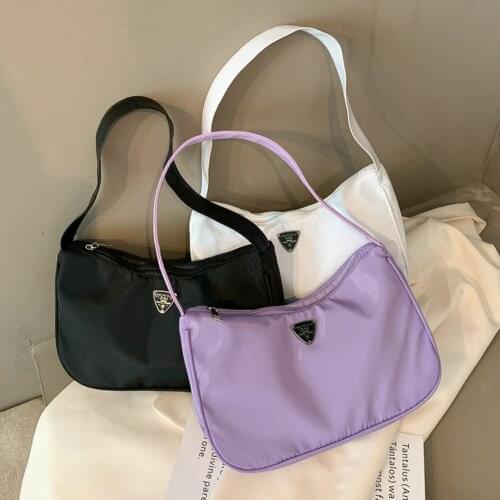 Soft PU Leather Women Purple Underarm Bag Retro Solid Color Ladies Baguette Handbags Fashion Design Girls Small Shoulder Bags